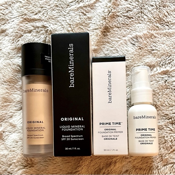 2-for-1 bareMinerals Liquid Mineral Foundation Fair Ivory 02 + Prime Time Primer - Picture 1 of 16